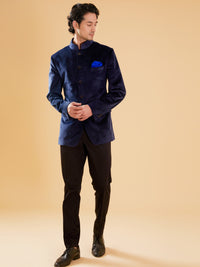 NAVY VELVET BANDHGALA JACKET