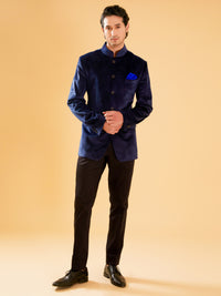 NAVY VELVET BANDHGALA JACKET