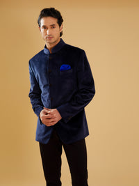 NAVY VELVET BANDHGALA JACKET