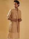 BEIGE EMBROIDERED LONG WAISTCOAT