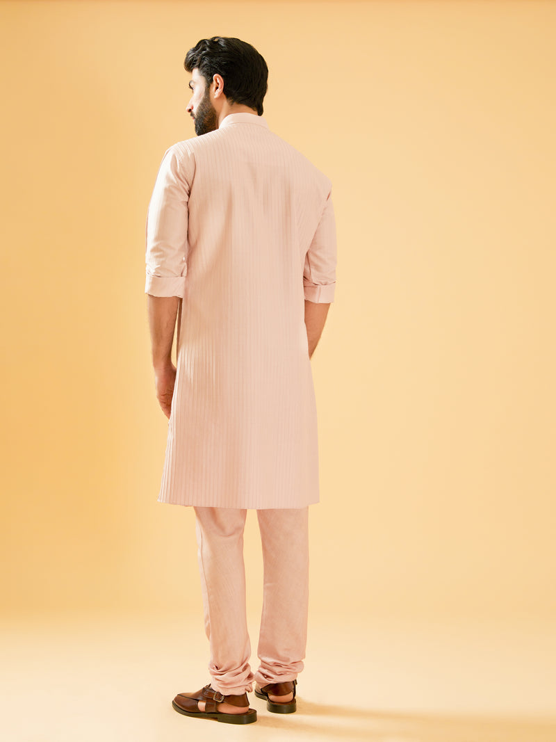 PEACH PINK SILK KURTA