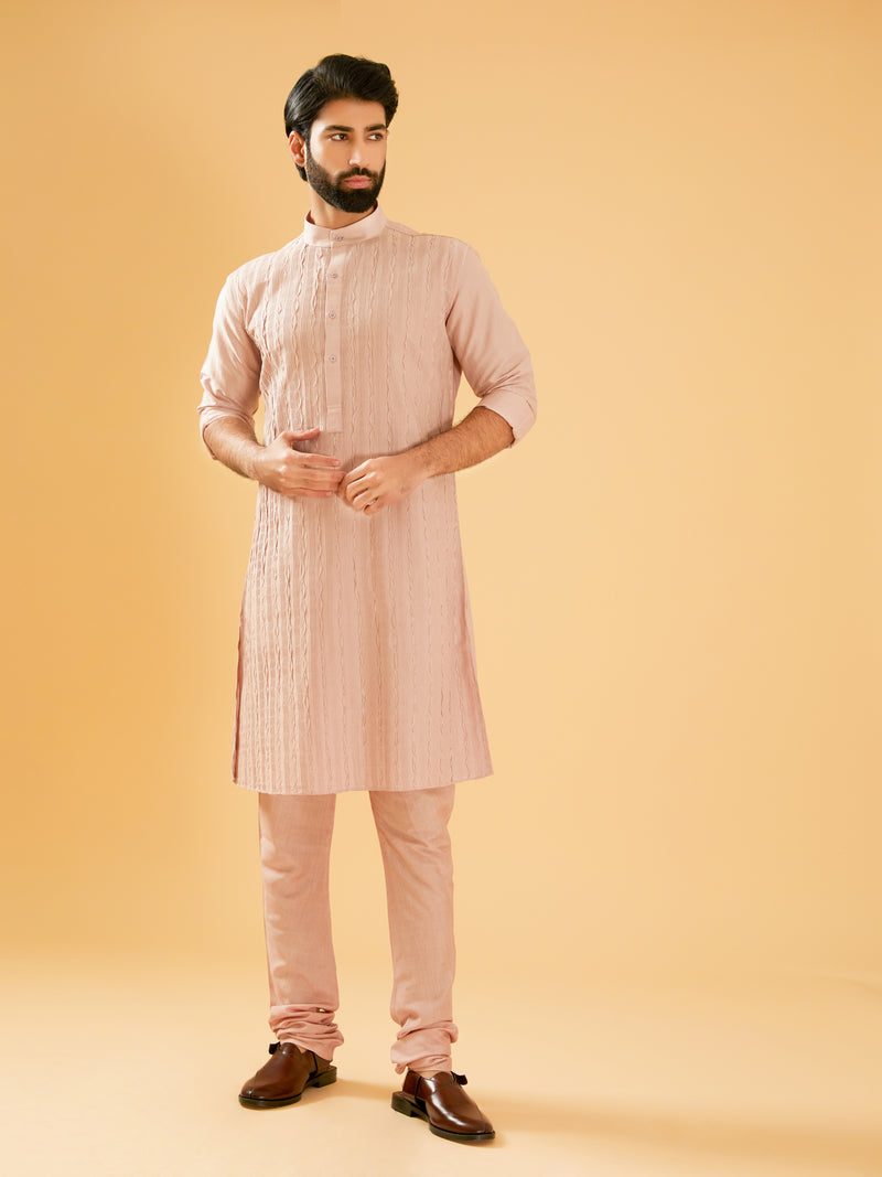 PEACH PINK SILK KURTA