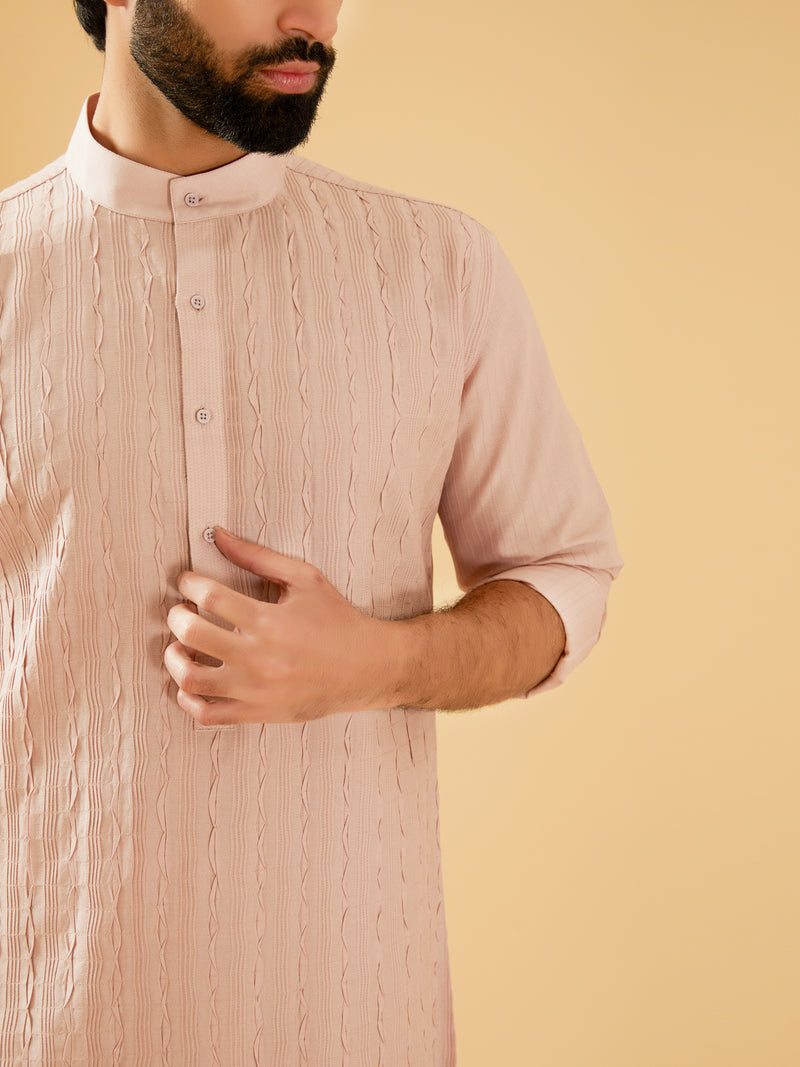 PEACH PINK SILK KURTA