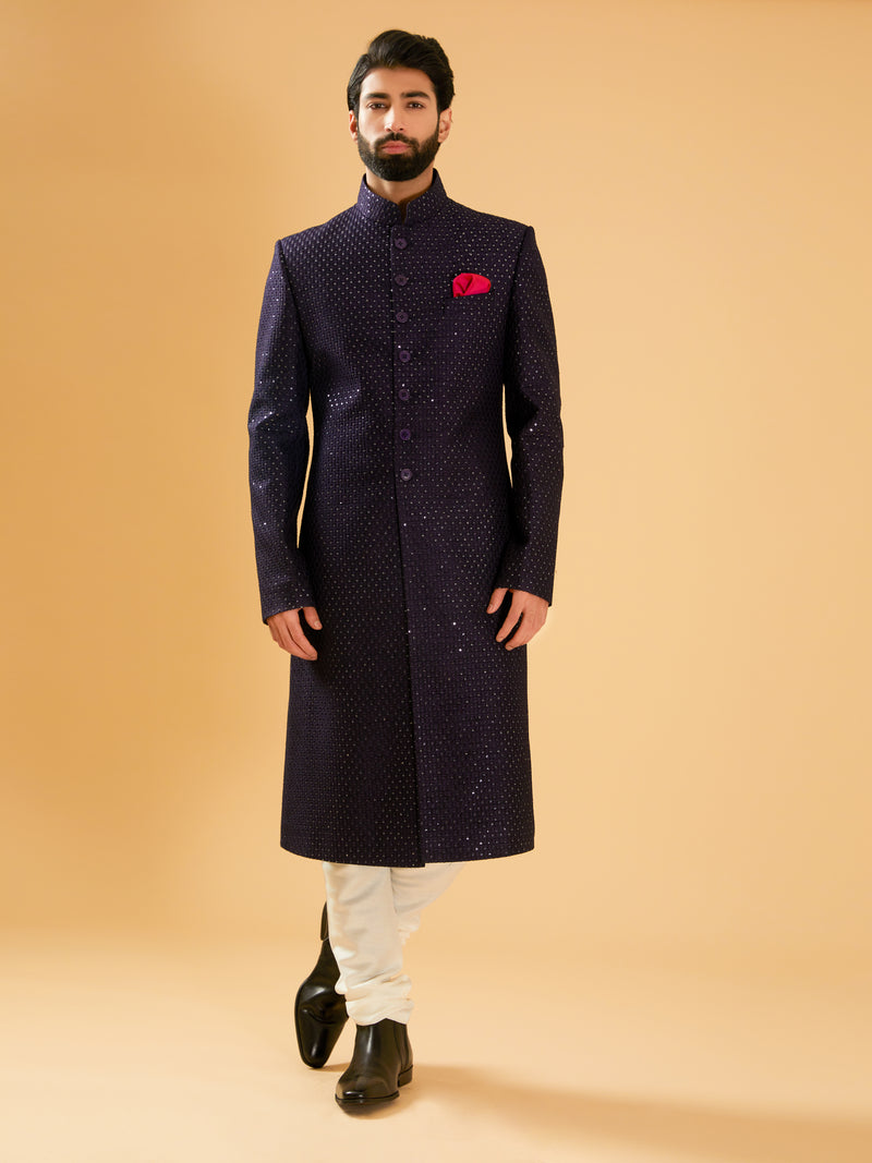 NAVY SILK ACHKAN