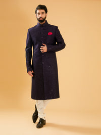 NAVY SILK ACHKAN