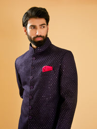 NAVY SILK ACHKAN