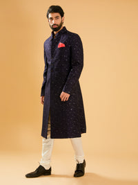 NAVY SILK ACHKAN