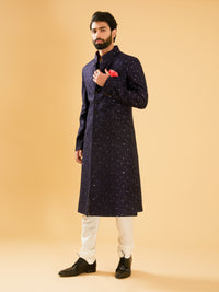 NAVY SILK ACHKAN