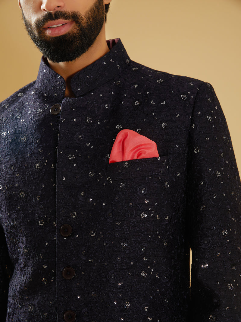 NAVY SILK ACHKAN