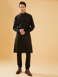 BLACK COTTON SILK KURTA