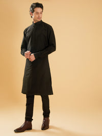 BLACK COTTON SILK KURTA