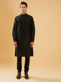 BLACK COTTON SILK KURTA