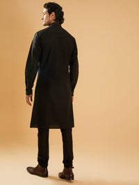 BLACK COTTON SILK KURTA