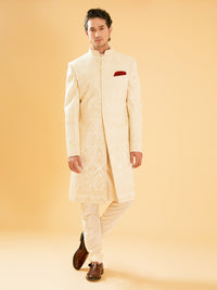 OFF WHITE SILK ACHKAN