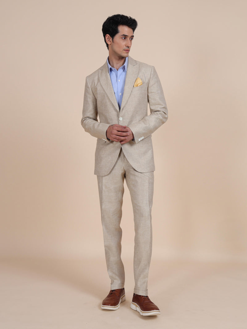 PEAK LAPEL LINEN SUIT