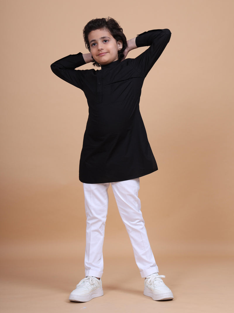 BRAND POCKET COLLAR SHORT KURTA