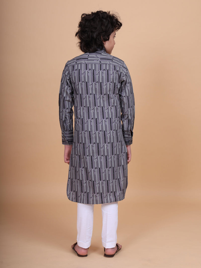 THE ASYMMETRIC PRINTED LONG SHIRT KURTA