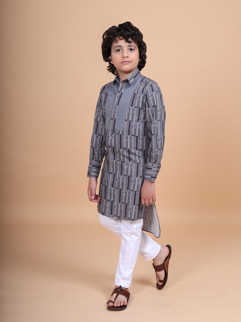 THE ASYMMETRIC PRINTED LONG SHIRT KURTA