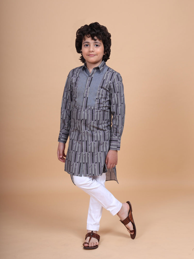 THE ASYMMETRIC PRINTED LONG SHIRT KURTA