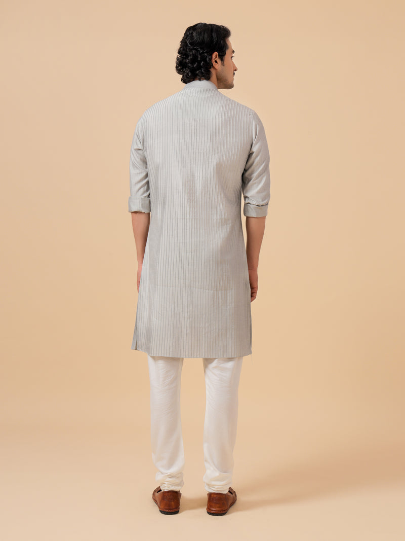 GREY SILK KURTA