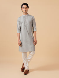 GREY SILK KURTA