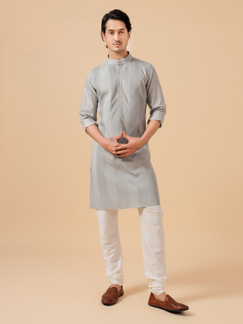 GREY SILK KURTA