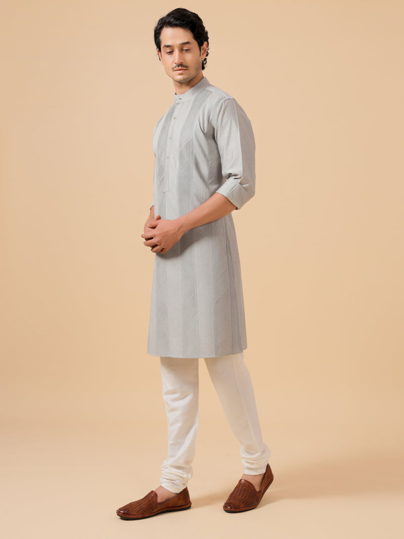 GREY SILK KURTA