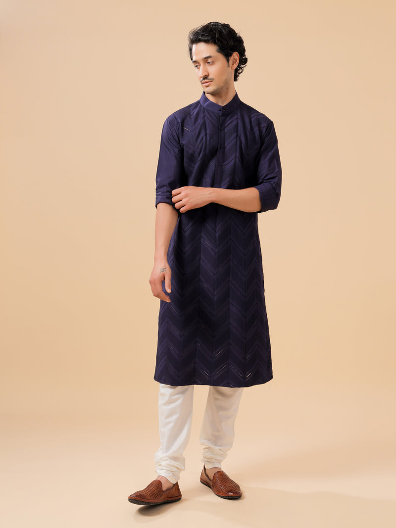 NAVY SILK KURTA