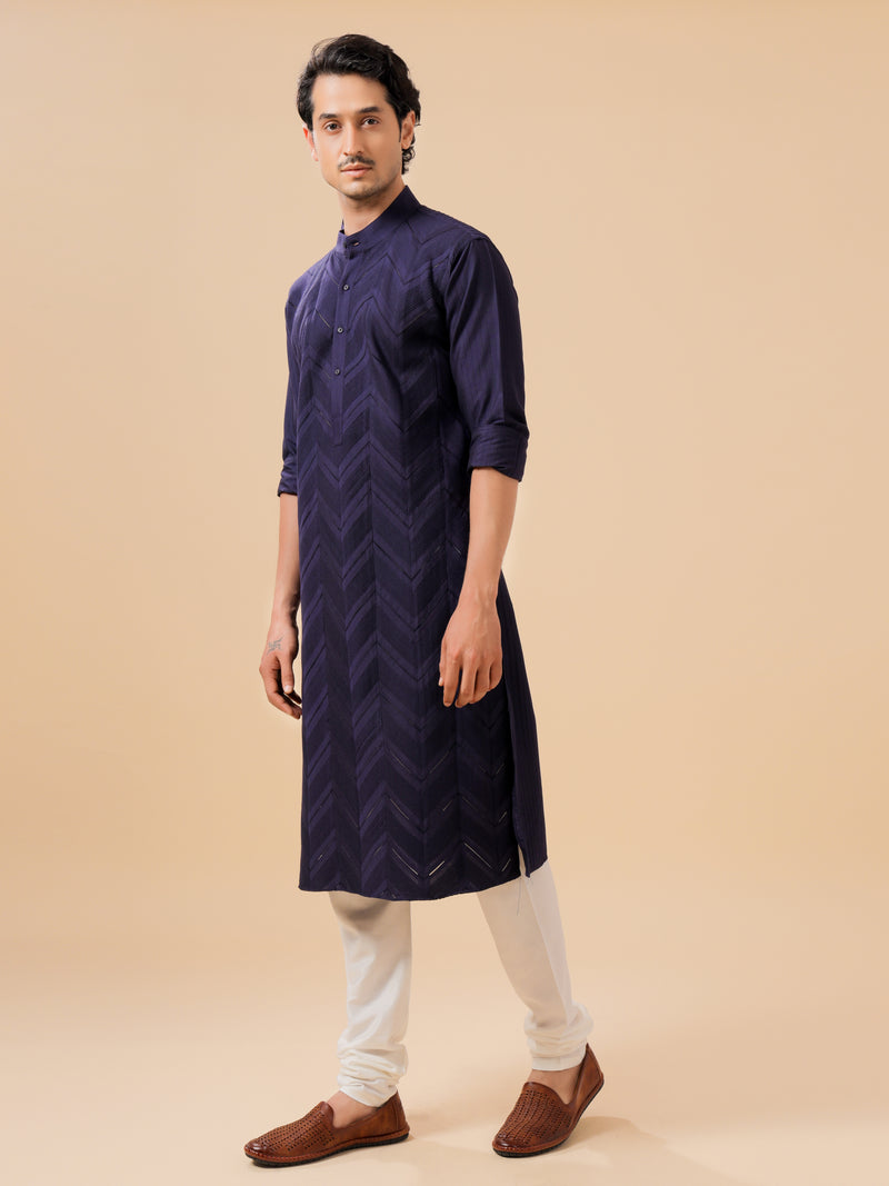 NAVY SILK KURTA