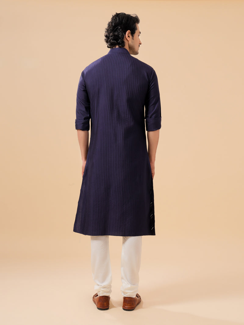 NAVY SILK KURTA