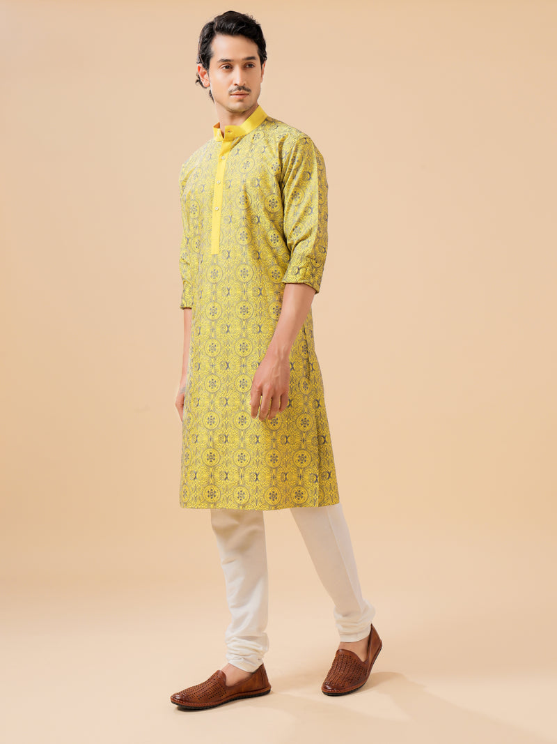 YELLOW EMBROIDERED KURTA