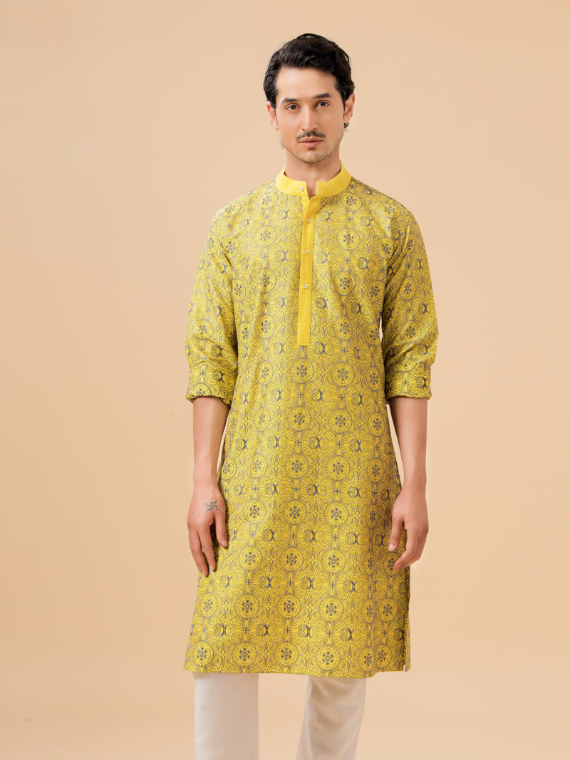 YELLOW EMBROIDERED KURTA