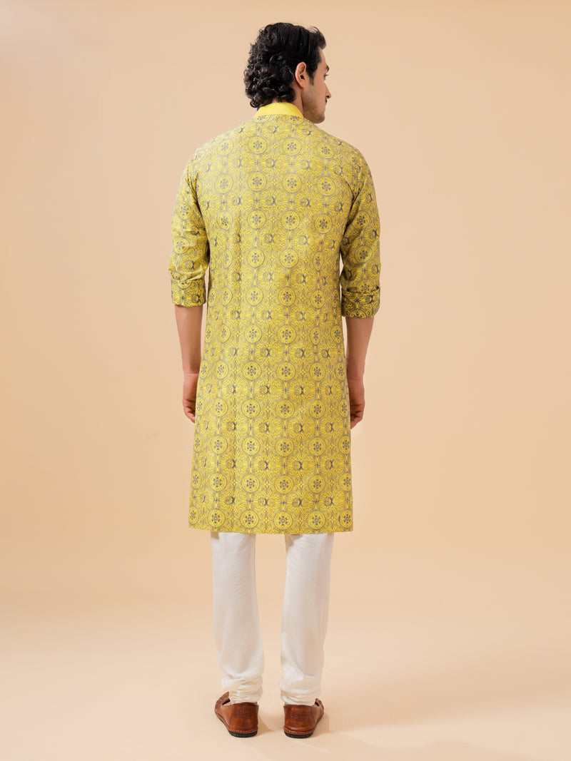 YELLOW EMBROIDERED KURTA