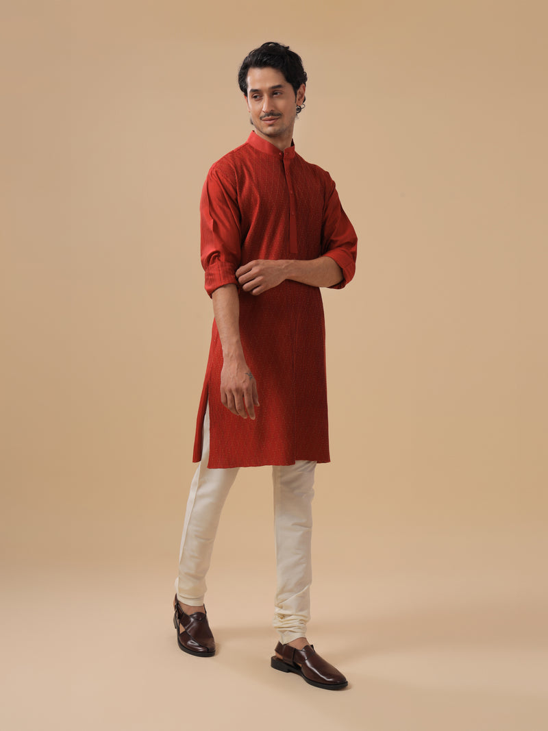 RED SILK KURTA