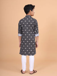 SHORT PRINTED TUNIC WITH LOOP BUTTON CLOSURE