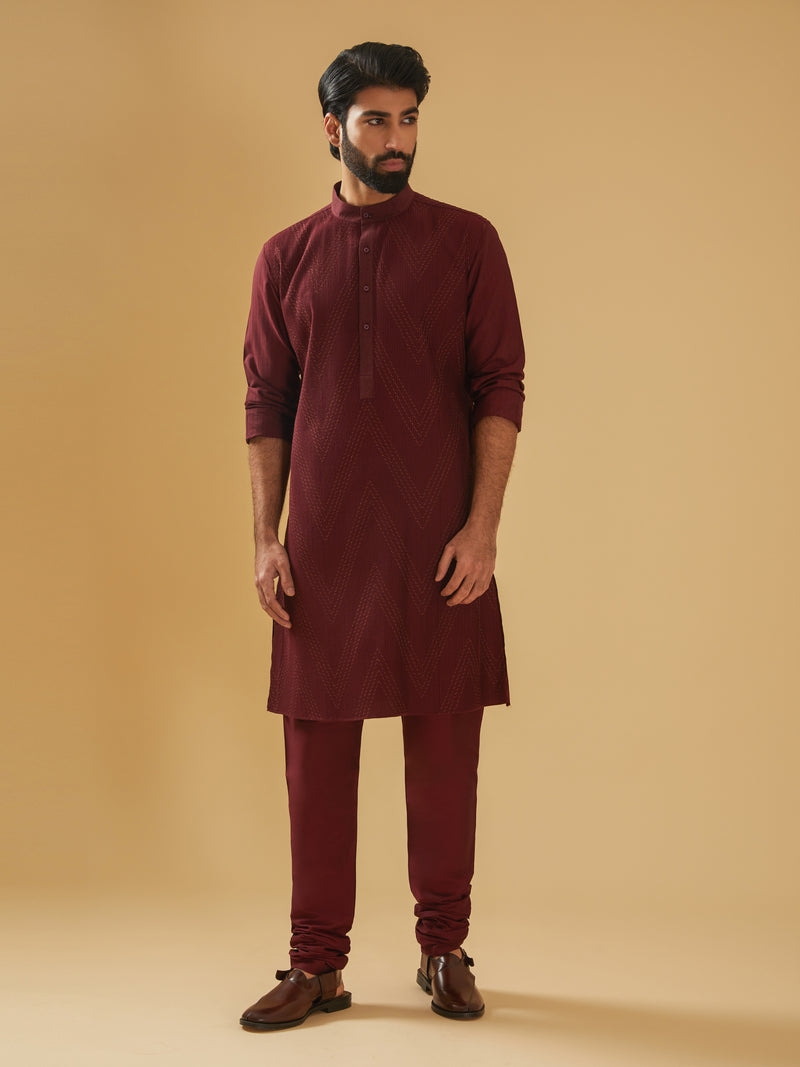 WINE SILK KURTA