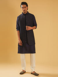 NAVY SEQUENCE LONG WAISTCOAT