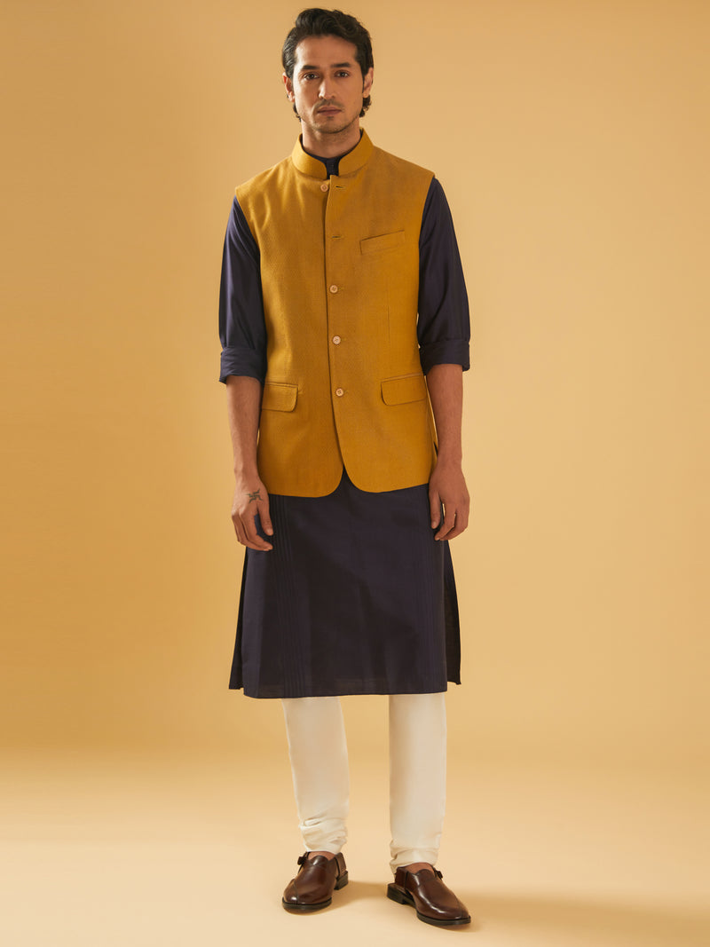 MUSTARD TEXTURED WAISTCOAT