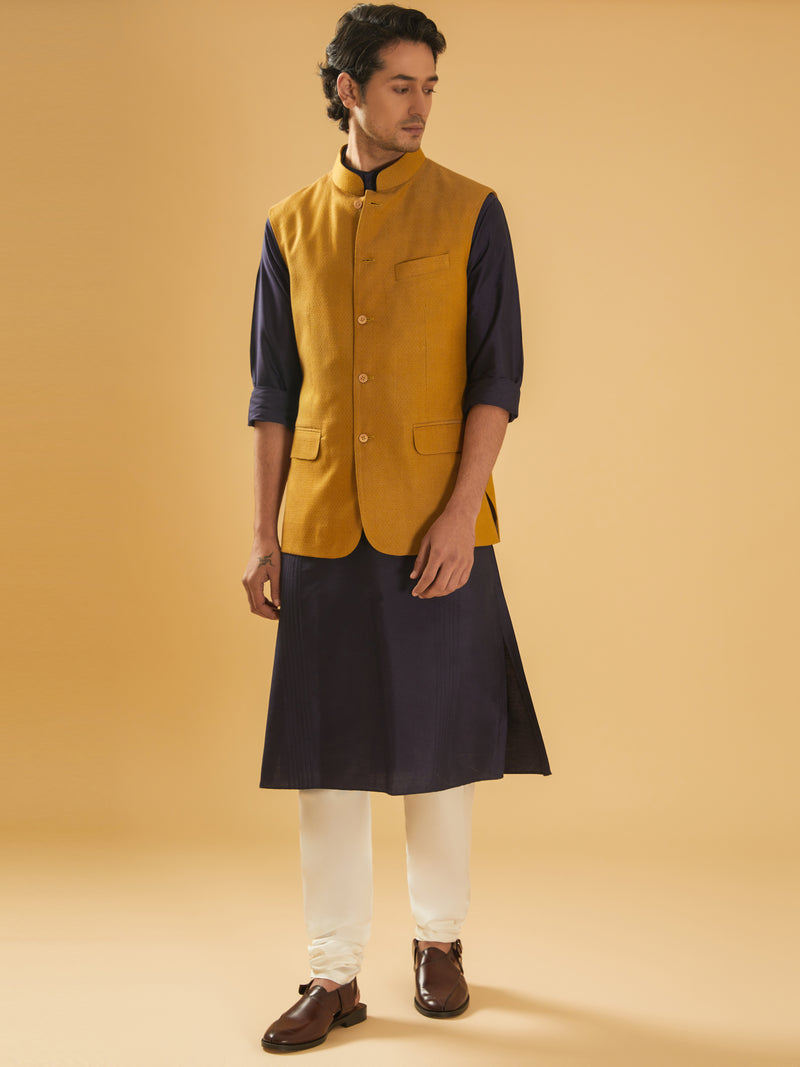 MUSTARD TEXTURED WAISTCOAT