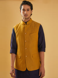 MUSTARD TEXTURED WAISTCOAT