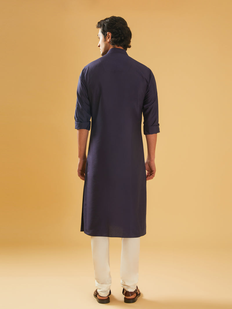 NAVY SILK KURTA