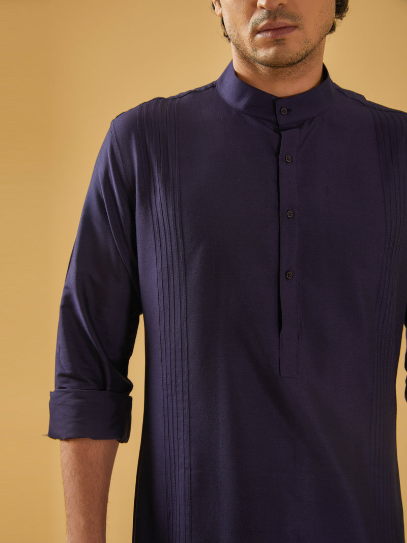 NAVY SILK KURTA