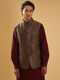 BLACK & MAROON WAISTCOAT