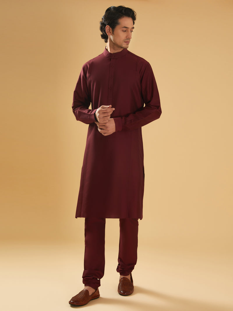 MAROON SILK KURTA