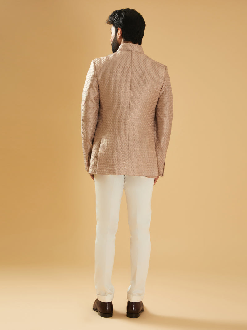 PEACH SILK BANDHGALA JACKET