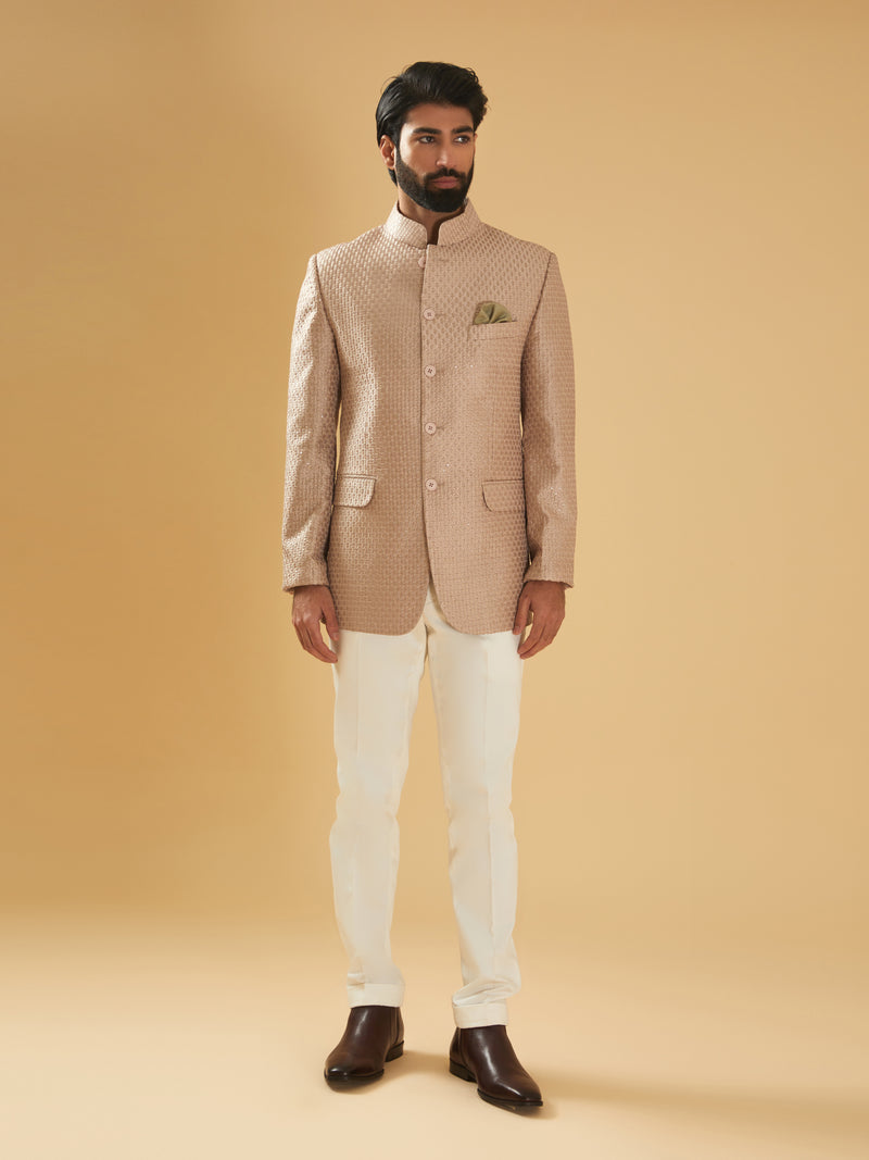 PEACH SILK BANDHGALA JACKET