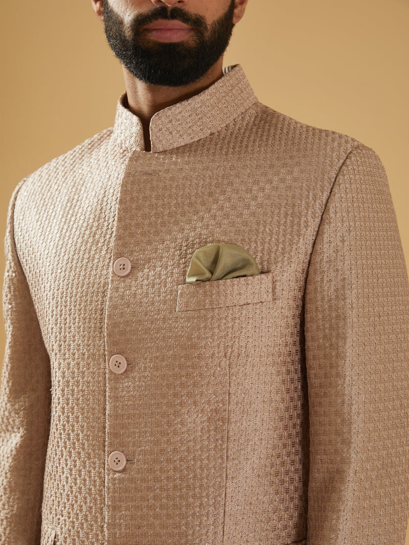 PEACH SILK BANDHGALA JACKET