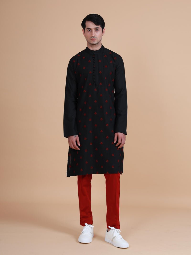 THE PINTUCKED BUTTI LOOP BUTTON KURTA