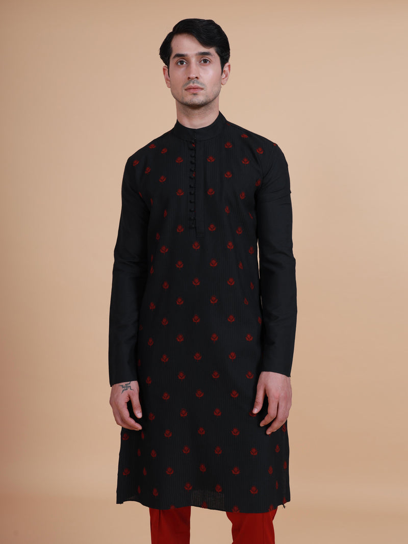 THE PINTUCKED BUTTI LOOP BUTTON KURTA