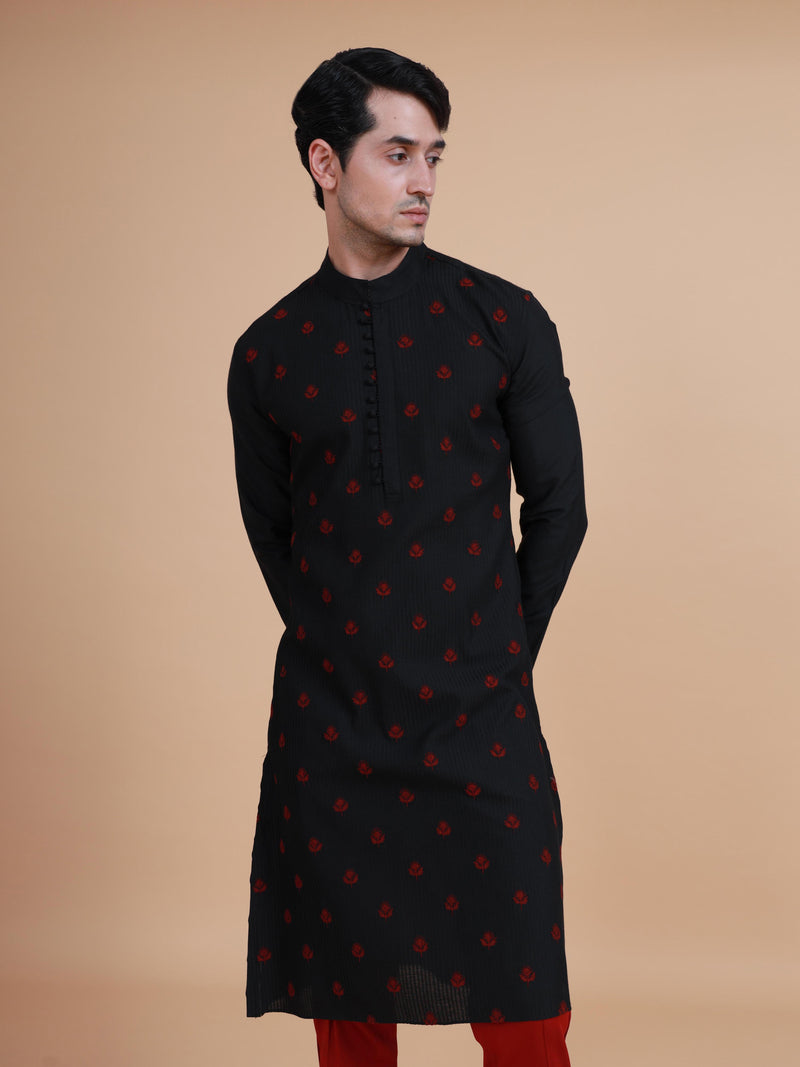 THE PINTUCKED BUTTI LOOP BUTTON KURTA